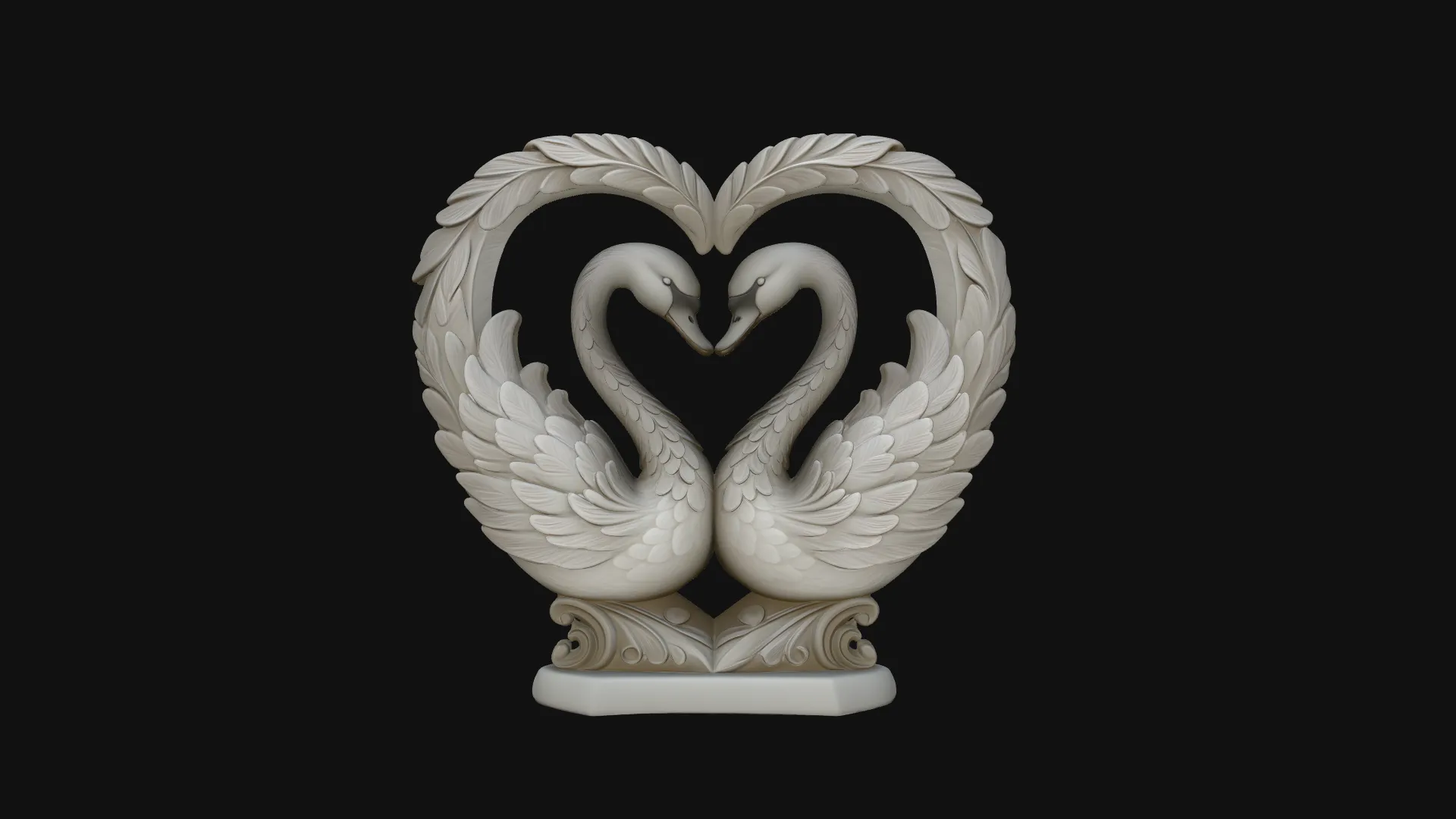 Swan Couple Heart Statue Design 3 - 3D Print Model 3D Print Model .c4d .max .obj .3ds .fbx .stl .blend
