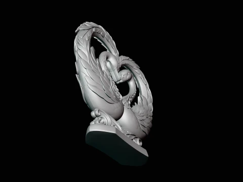 Swan Couple Heart Statue Design 3 - 3D Print Model 3D Print Model