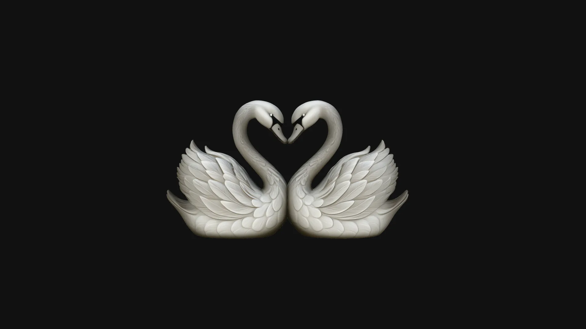 Swan Couple Heart Statue Design 4 - 3D Print Model 3D Print Model .c4d .max .obj .3ds .fbx .stl .blend