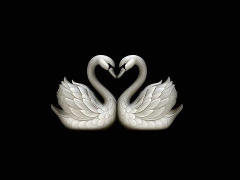 Swan Couple Heart Statue Design 4 - 3D Print Model 3D Print Model