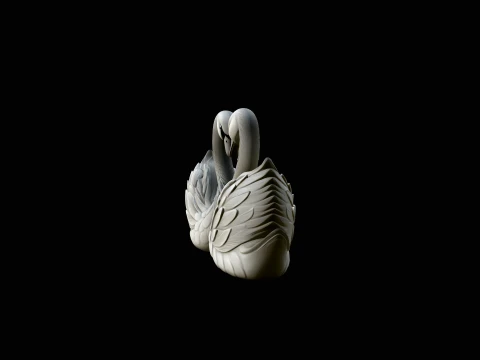 Swan Couple Heart Statue Design 4 - 3D Print Model 3D Print Model