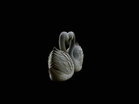 Swan Couple Heart Statue Design 4 - 3D Print Model 3D Print Model