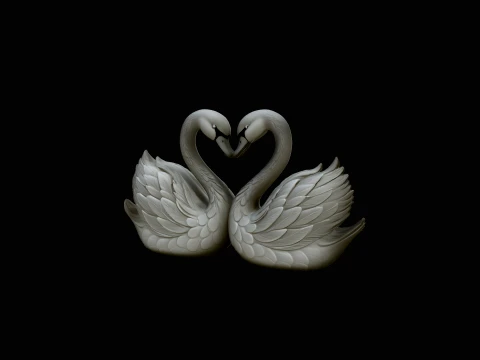 Swan Couple Heart Statue Design 4 - 3D Print Model 3D Print Model