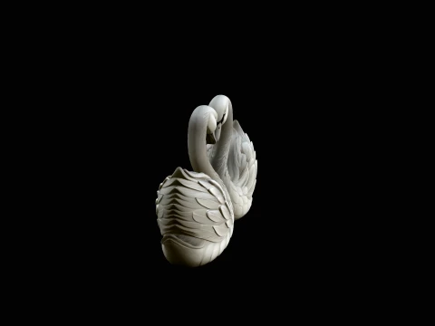 Swan Couple Heart Statue Design 4 - 3D Print Model 3D Print Model