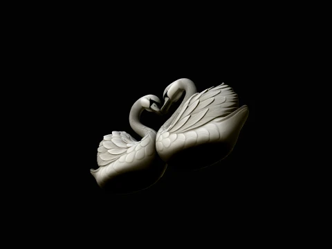 Swan Couple Heart Statue Design 4 - 3D Print Model 3D Print Model