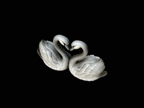 Swan Couple Heart Statue Design 4 - 3D Print Model 3D Print Model