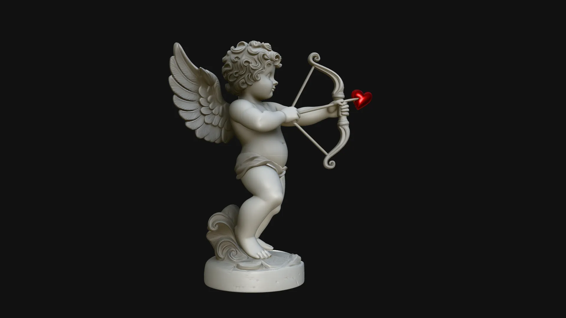 Cupid with Bow Statue Design 2 - 3D Print Model 3D Print Model .c4d .max .obj .3ds .fbx .stl .blend 