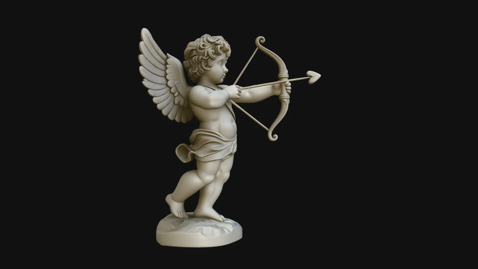 Cupid with Bow Statue Design 3 - 3D Print Model 3D Print Model .c4d .max .obj .3ds .fbx .stl .blend 