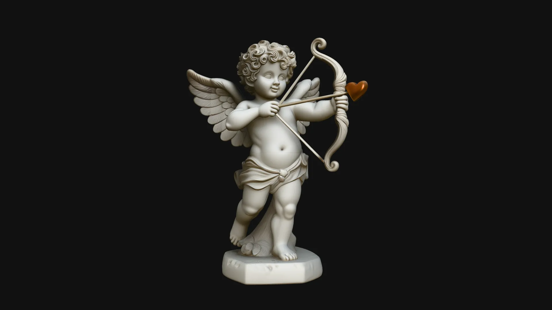 Cupid with Bow Statue Design 4 - 3D Print Model 3D Print Model .c4d .max .obj .3ds .fbx .stl .blend 