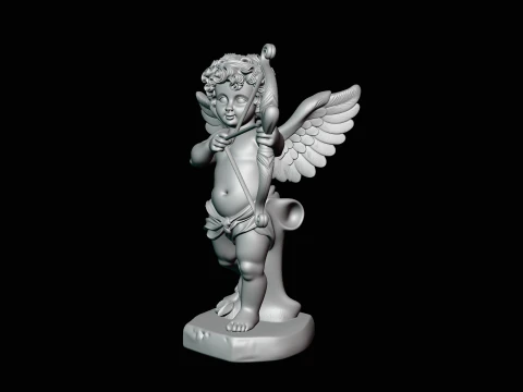 Cupid with Bow Statue Design 4 - 3D Print Model 3D Print Model