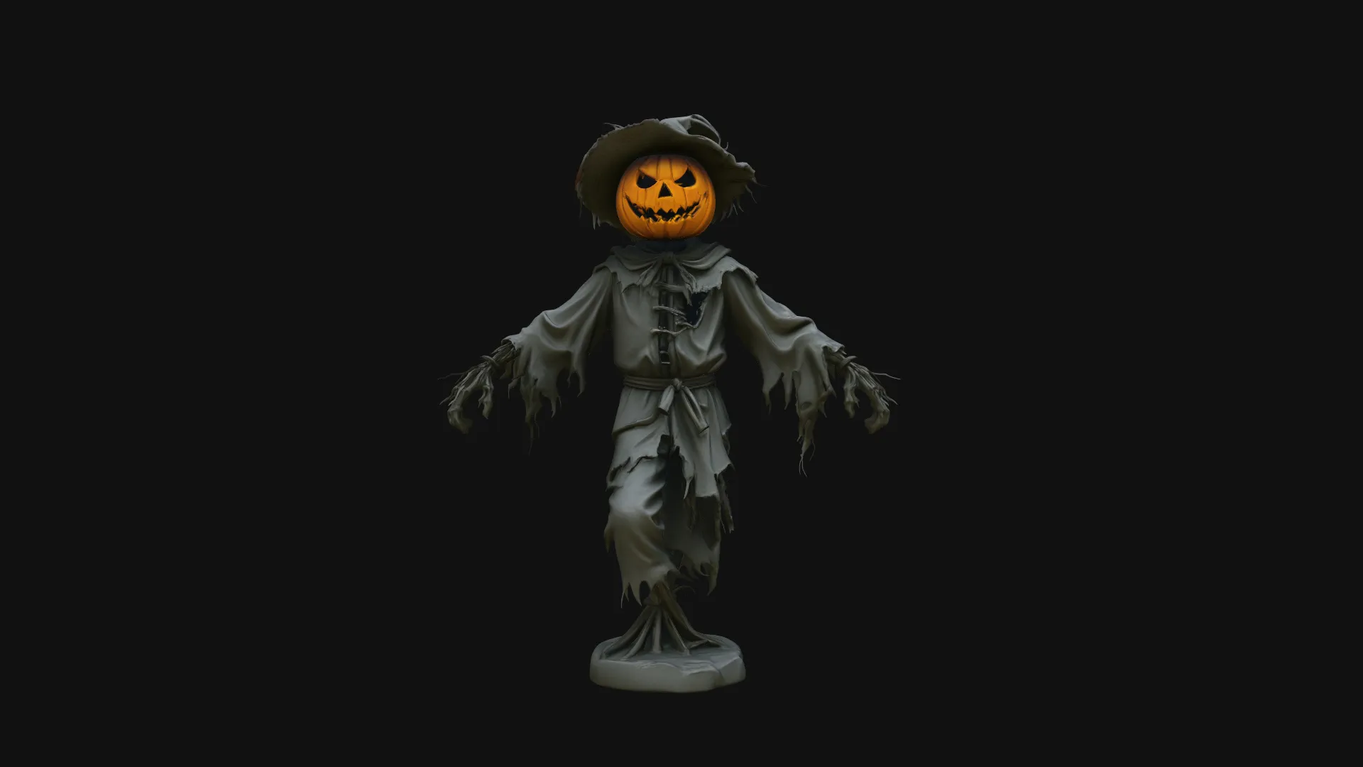 Pumpkin Scarecrow Statue Design 5 - 3D Print Model 3D Print Model .c4d .max .obj .3ds .fbx .stl .blend 