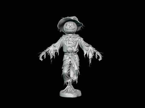 Pumpkin Scarecrow Statue Design 5 - 3D Print Model 3D Print Model
