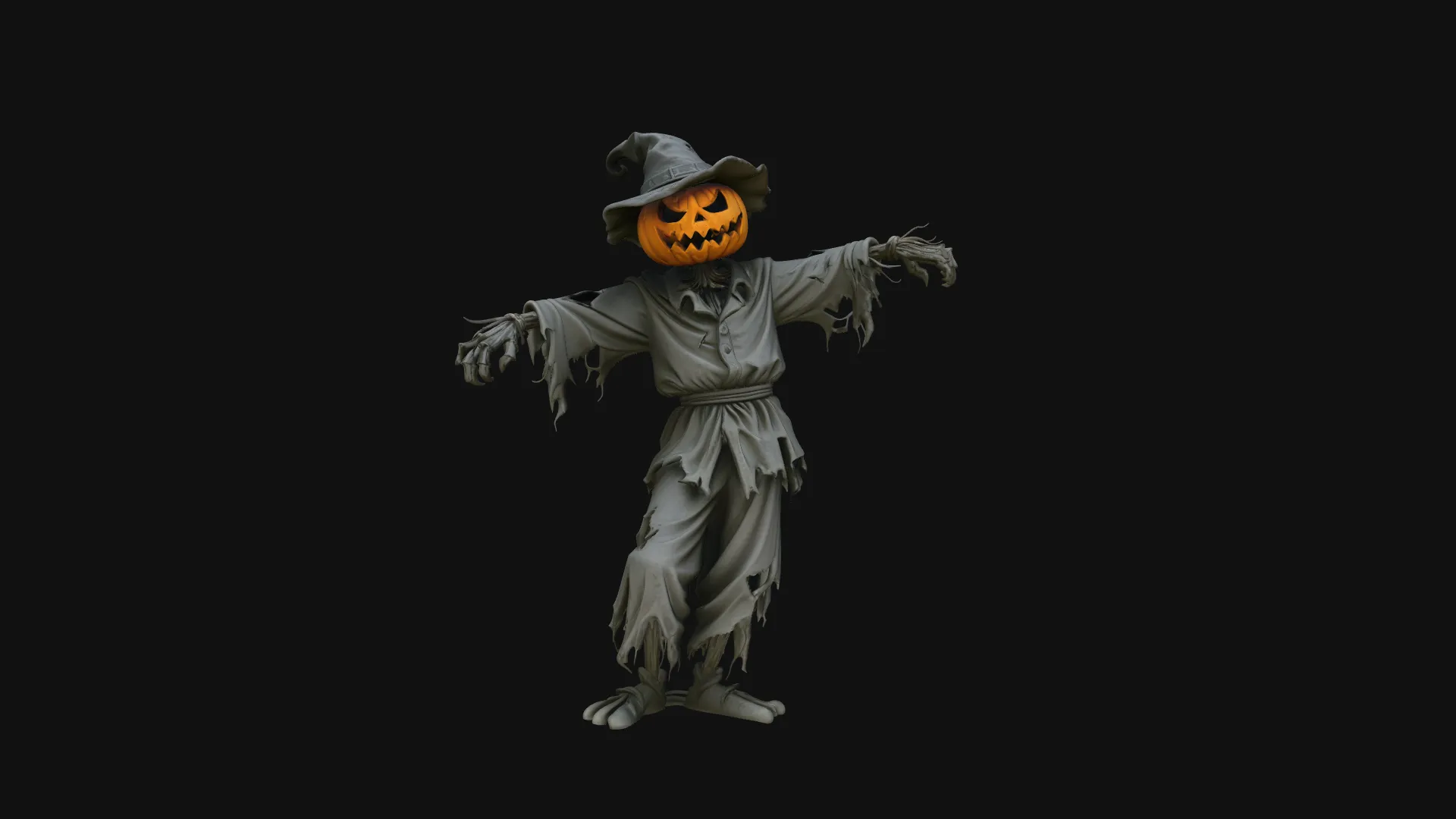 Pumpkin Scarecrow Statue Design 6 - 3D Print Model 3D Print Model .c4d .max .obj .3ds .fbx .stl .blend