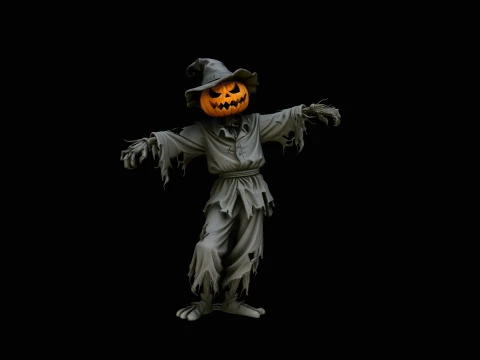Pumpkin Scarecrow Statue Design 6 - 3D Print Model 3D Print Model