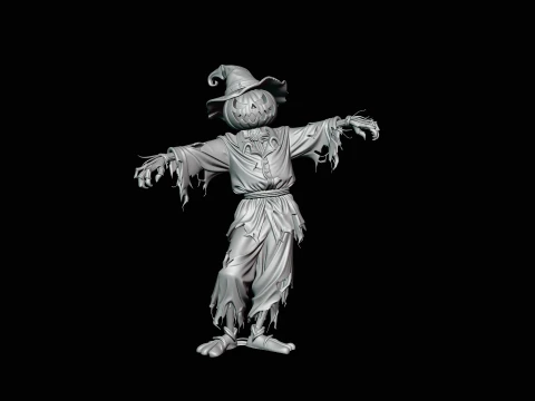 Pumpkin Scarecrow Statue Design 6 - 3D Print Model 3D Print Model