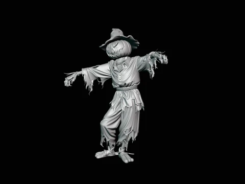 Pumpkin Scarecrow Statue Design 6 - 3D Print Model 3D Print Model