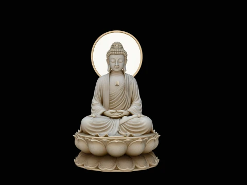 Serene White Buddha Statue Design 2 - 3D Print Model 3D Принт Модель