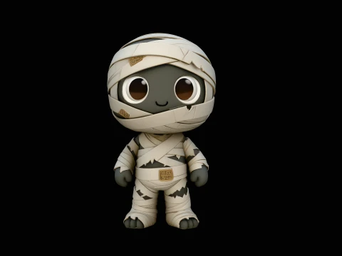 Cute Chibi Mummy Statue Design 1 - 3D Print Model 3D Baskı Modeli