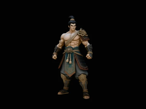 Topknot Martial Warrior Statue Design 1 - 3D Print Model 3D Print Model