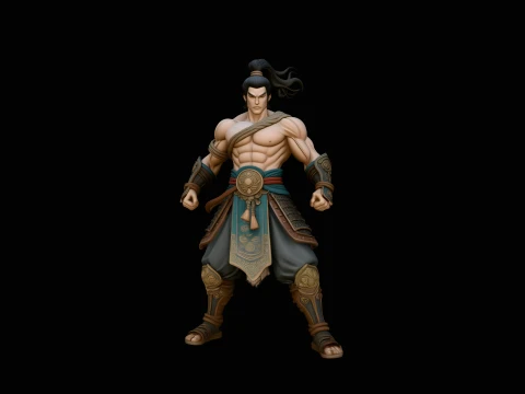 Topknot Martial Warrior Statue Design 2 - 3D Print Model 3D Print Model