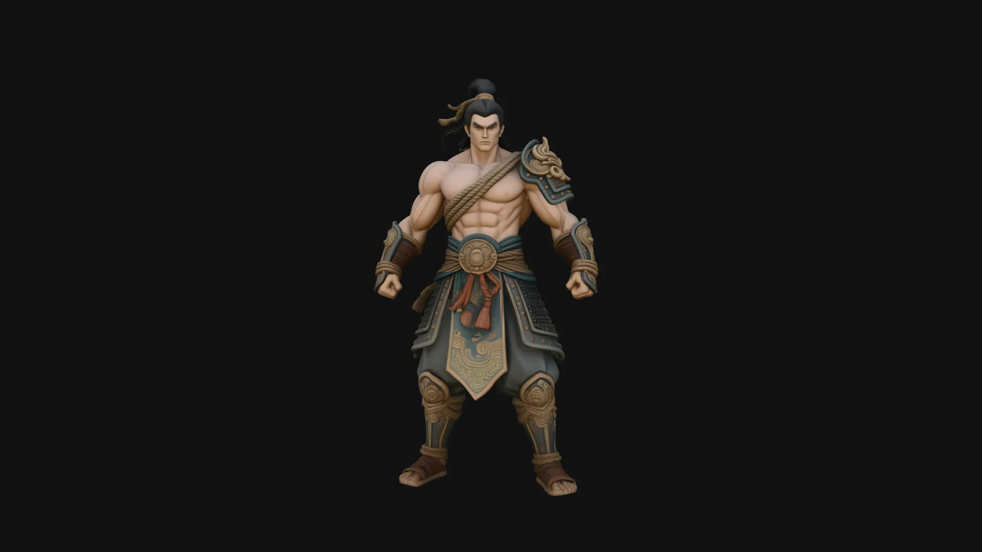 Topknot Martial Warrior Statue Design 3 - 3D Print Model 3D Print Model .c4d .max .obj .3ds .fbx .stl .blend 