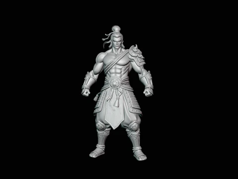 Topknot Martial Warrior Statue Design 3 - 3D Print Model 3D Print Model