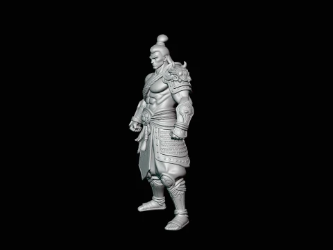 Topknot Martial Warrior Statue Design 3 - 3D Print Model 3D Print Model