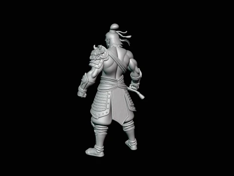 Topknot Martial Warrior Statue Design 3 - 3D Print Model 3D Print Model