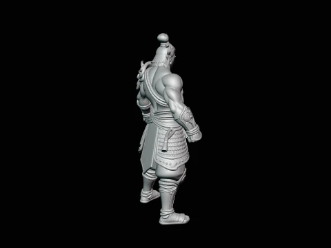 Topknot Martial Warrior Statue Design 3 - 3D Print Model 3D Print Model