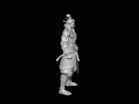 Topknot Martial Warrior Statue Design 3 - 3D Print Model 3D Print Model