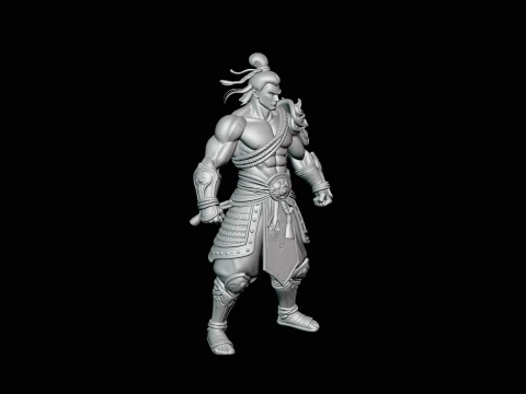 Topknot Martial Warrior Statue Design 3 - 3D Print Model 3D Print Model