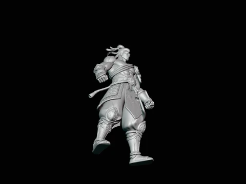 Topknot Martial Warrior Statue Design 3 - 3D Print Model 3D Print Model