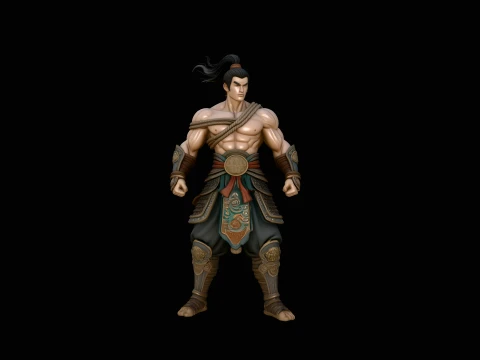 Topknot Martial Warrior Statue Design 4 - 3D Print Model Model do druku 3D