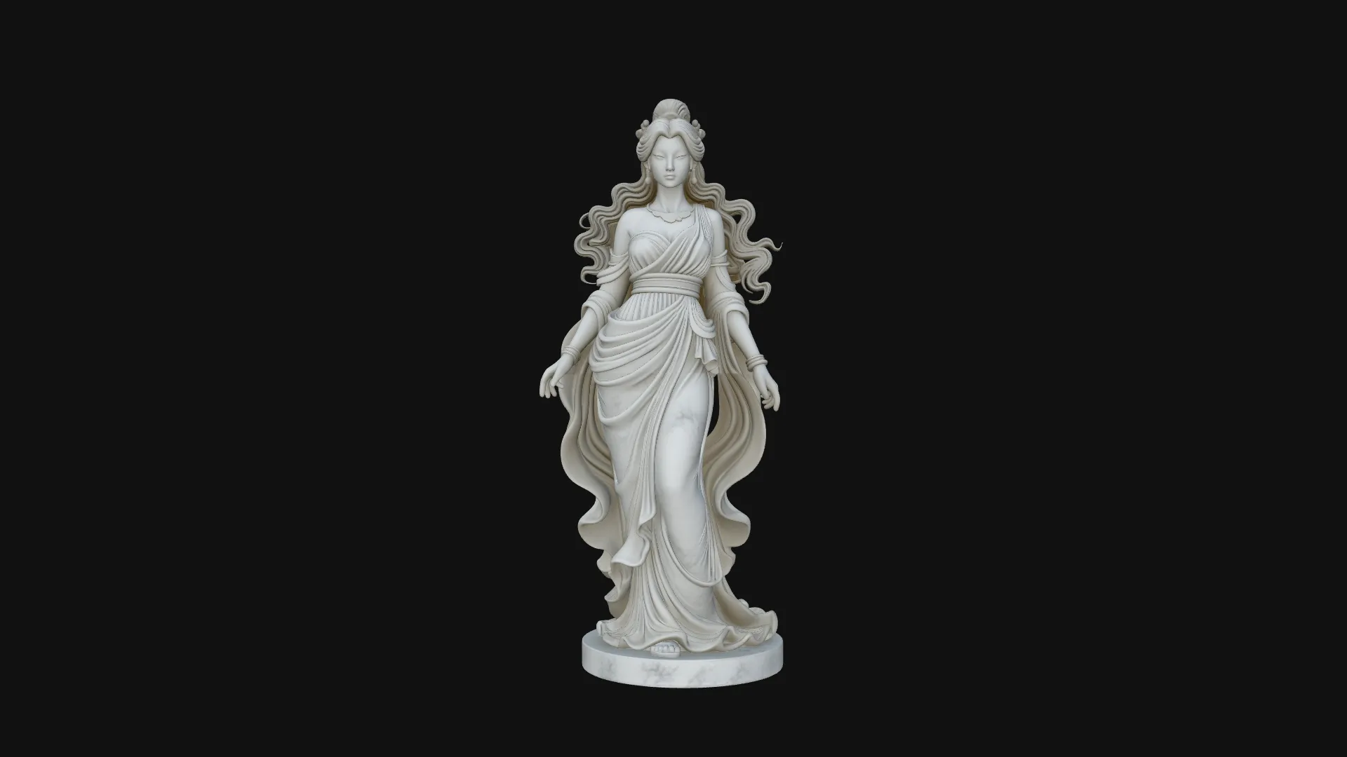 Windswept Greek Goddess Statue Design 2 - 3D Print Model 3D Print Model .c4d .max .obj .3ds .fbx .stl .blend 