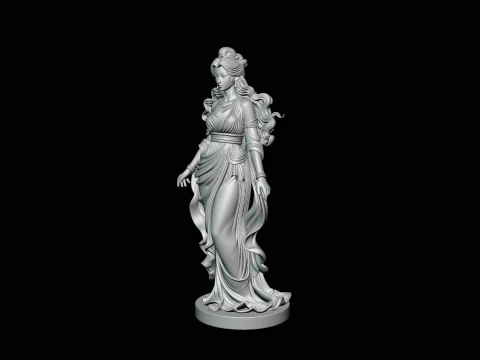 Windswept Greek Goddess Statue Design 2 - 3D Print Model 3D Print Model