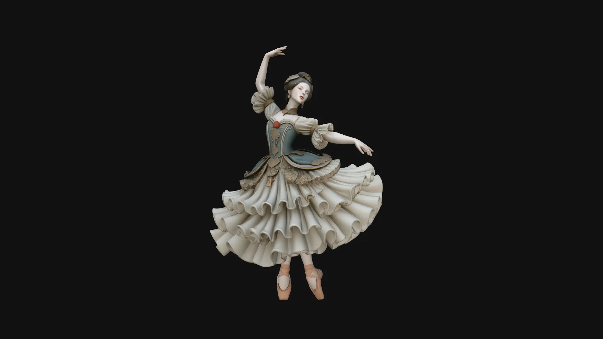 Ballerina Dancer Statue Design 2 - 3D Print Model 3D Print Model .c4d .max .obj .3ds .fbx .stl .blend 