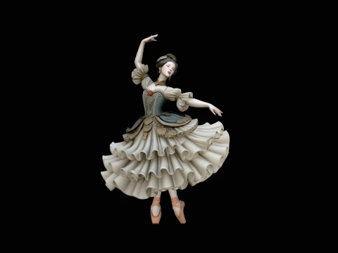Ballerina Dancer Statue Design 2 - 3D Print Model 3D Print Model