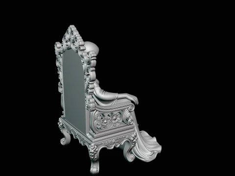 Lady on Carved Throne Statue Design 2 - 3D Print Model 3D Print Model