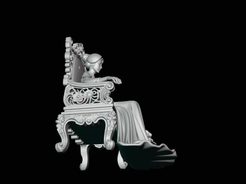 Lady on Carved Throne Statue Design 2 - 3D Print Model 3D Print Model