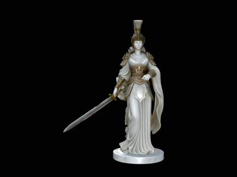 Armored Warrior Goddess Statue Design 1 - 3D Print Model 3D Принт Модель