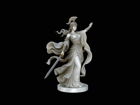 Armored Warrior Goddess Statue Design 2 - 3D Print Model 3D Принт Модель