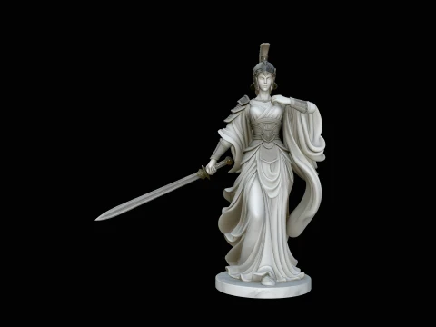 Armored Warrior Goddess Statue Design 3 - 3D Print Model Modelo de Impressão 3D