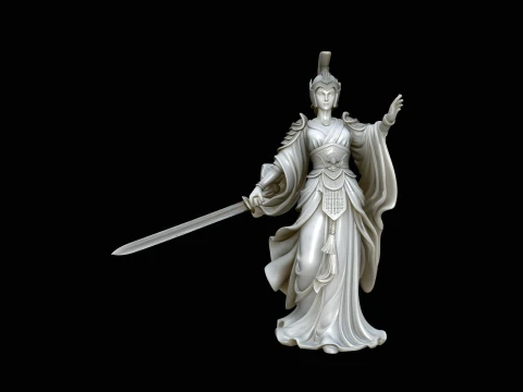 Armored Warrior Goddess Statue Design 4 - 3D Print Model 3D Принт Модель