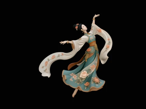 Hanfu Dancer Statue Design 1 - 3D Print Model 3D Print Model
