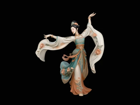 Hanfu Dancer Statue Design 2 - 3D Print Model 3D Print Model