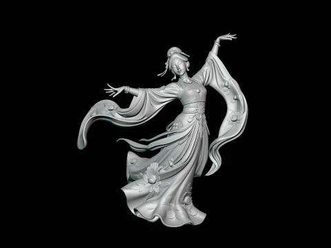 Hanfu Dancer Statue Design 3 - 3D Print Model 3D Print Model