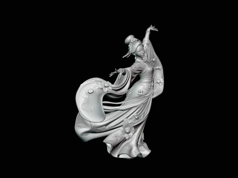 Hanfu Dancer Statue Design 3 - 3D Print Model 3D Print Model
