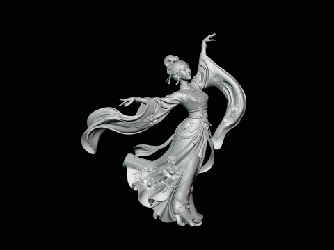 Hanfu Dancer Statue Design 4 - 3D Print Model 3D Print Model