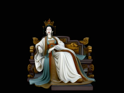 Chinese Empress on Throne Statue Design 1 - 3D Print Model 3D Принт Модель