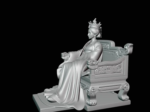 Chinese Empress on Throne Statue Design 1 - 3D Print Model 3D Print Model